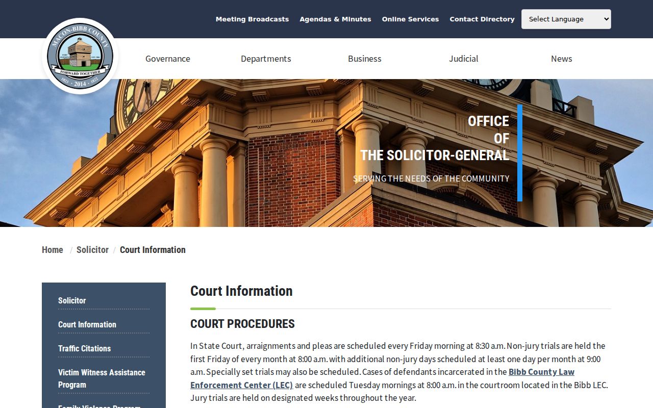 Bibb County criminal calendar preparation rules