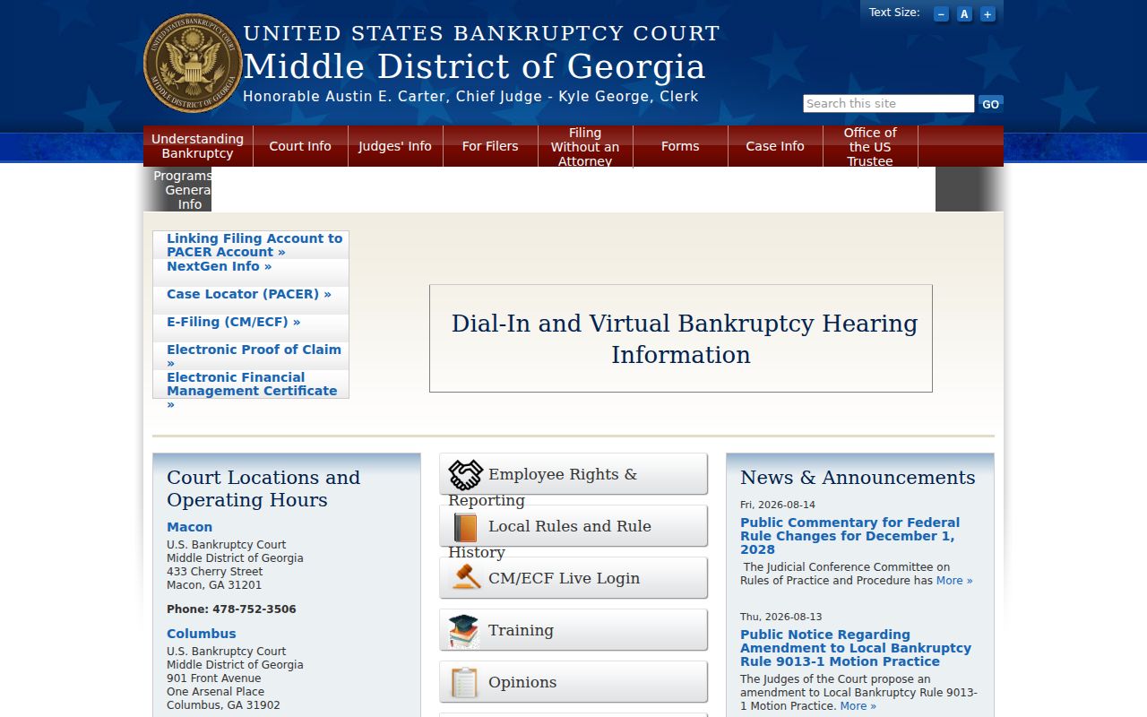 Bibb County bankruptcy court record access in the Middle District