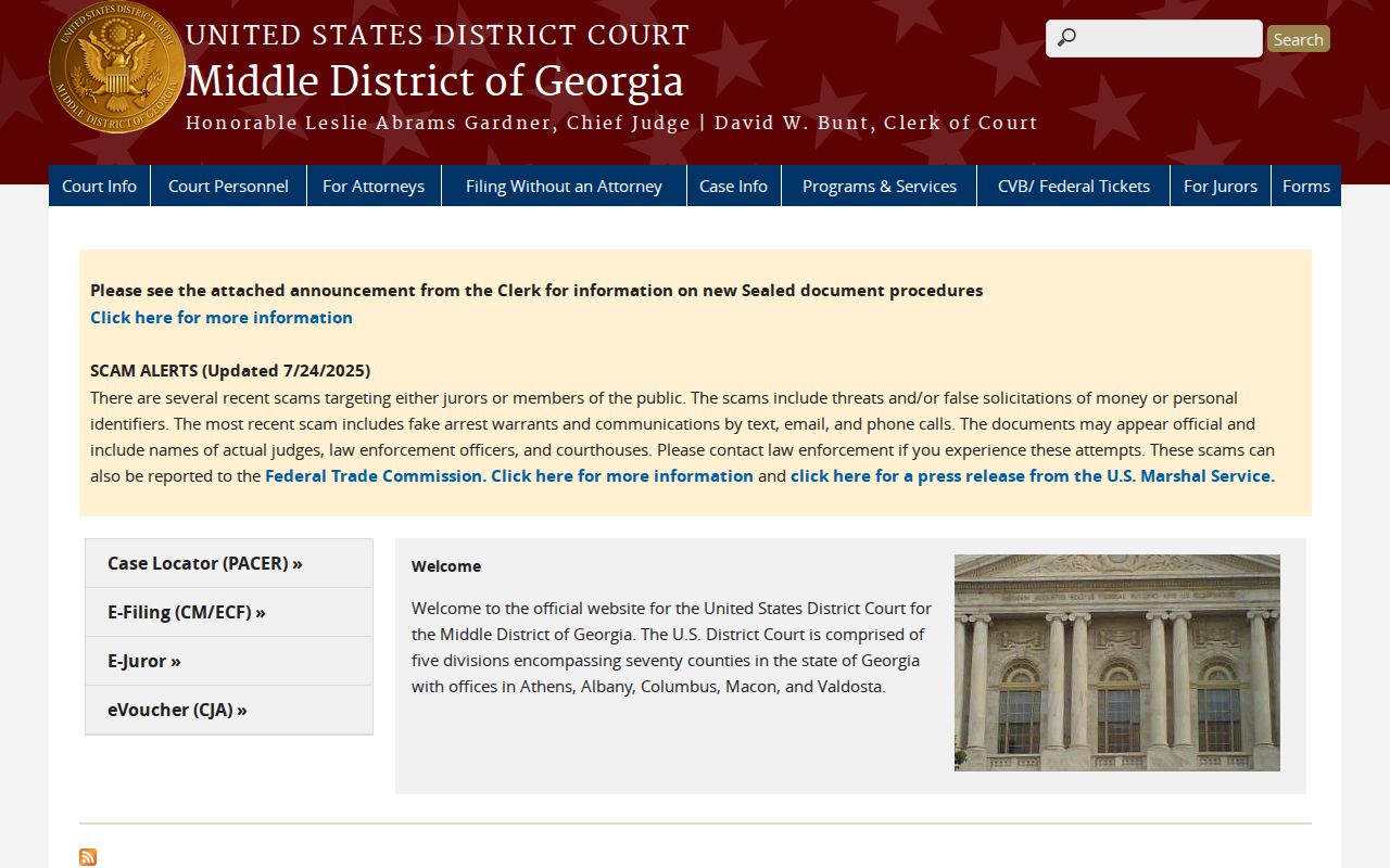 Bibb County federal court records through the Middle District of Georgia