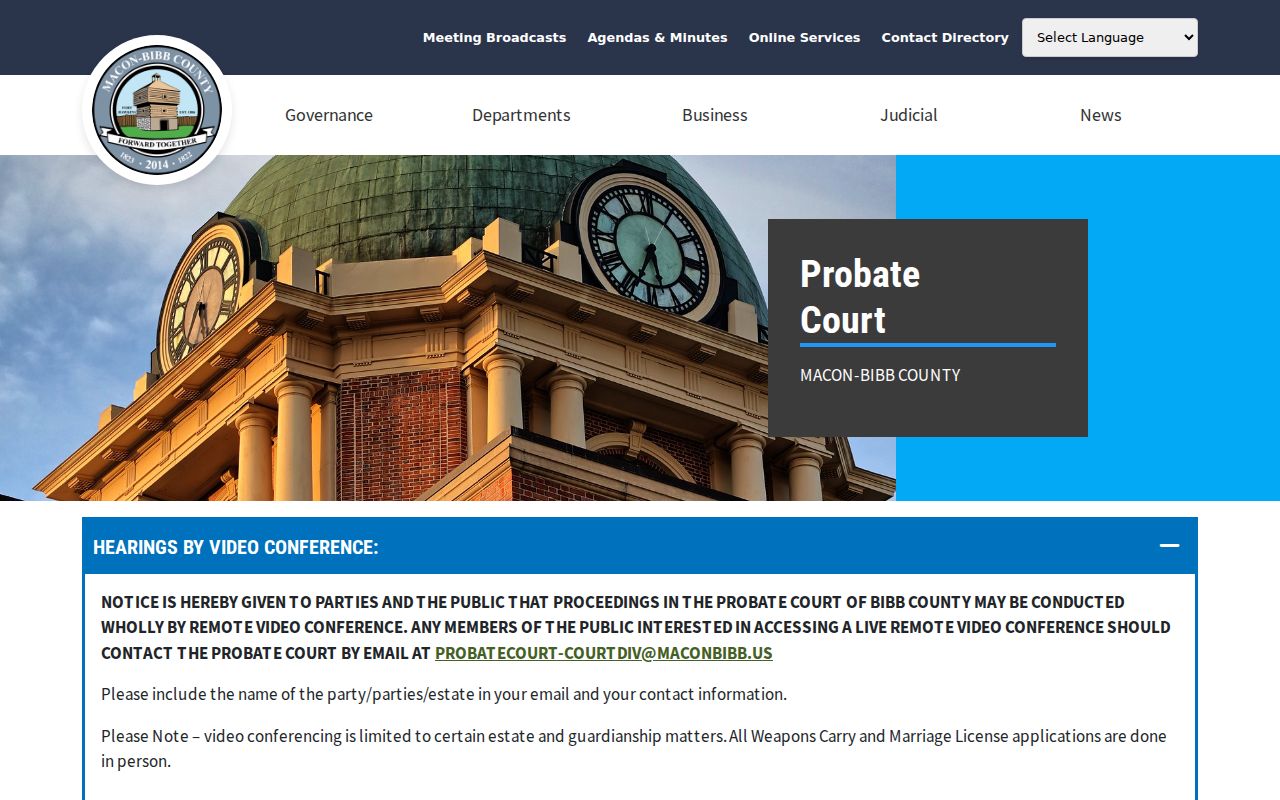 Bibb County Probate Court official records page