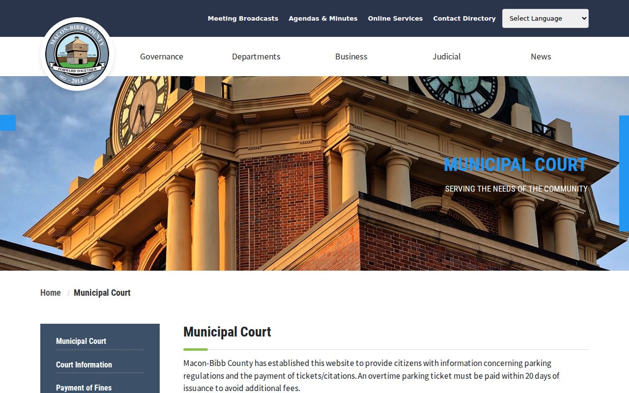 Macon court docket and Macon Municipal Court official page