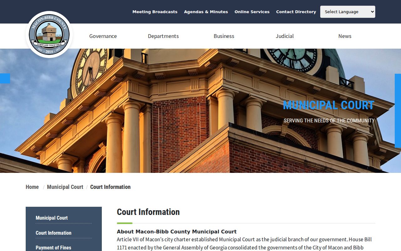 Macon court docket location and Macon Municipal Court access information